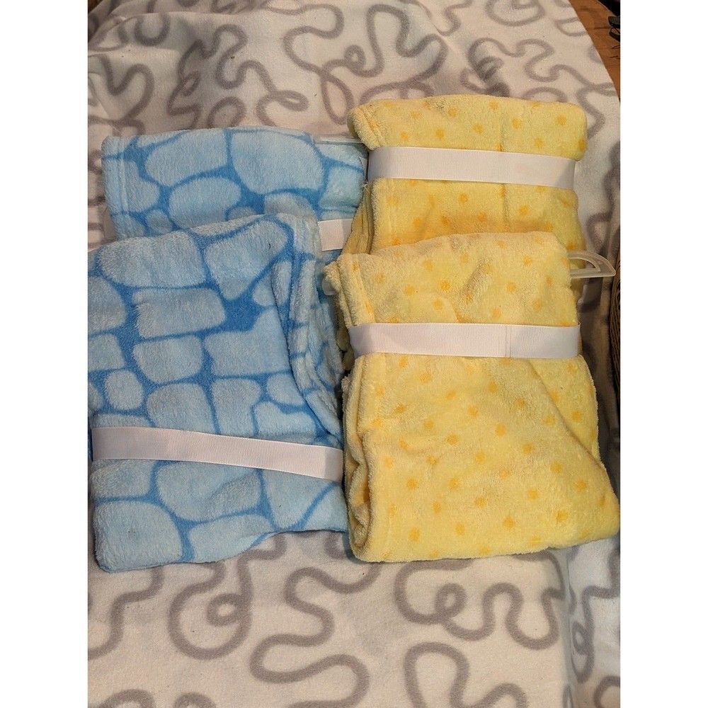 Buttery soft minky baby blankets blue and yellow brand new